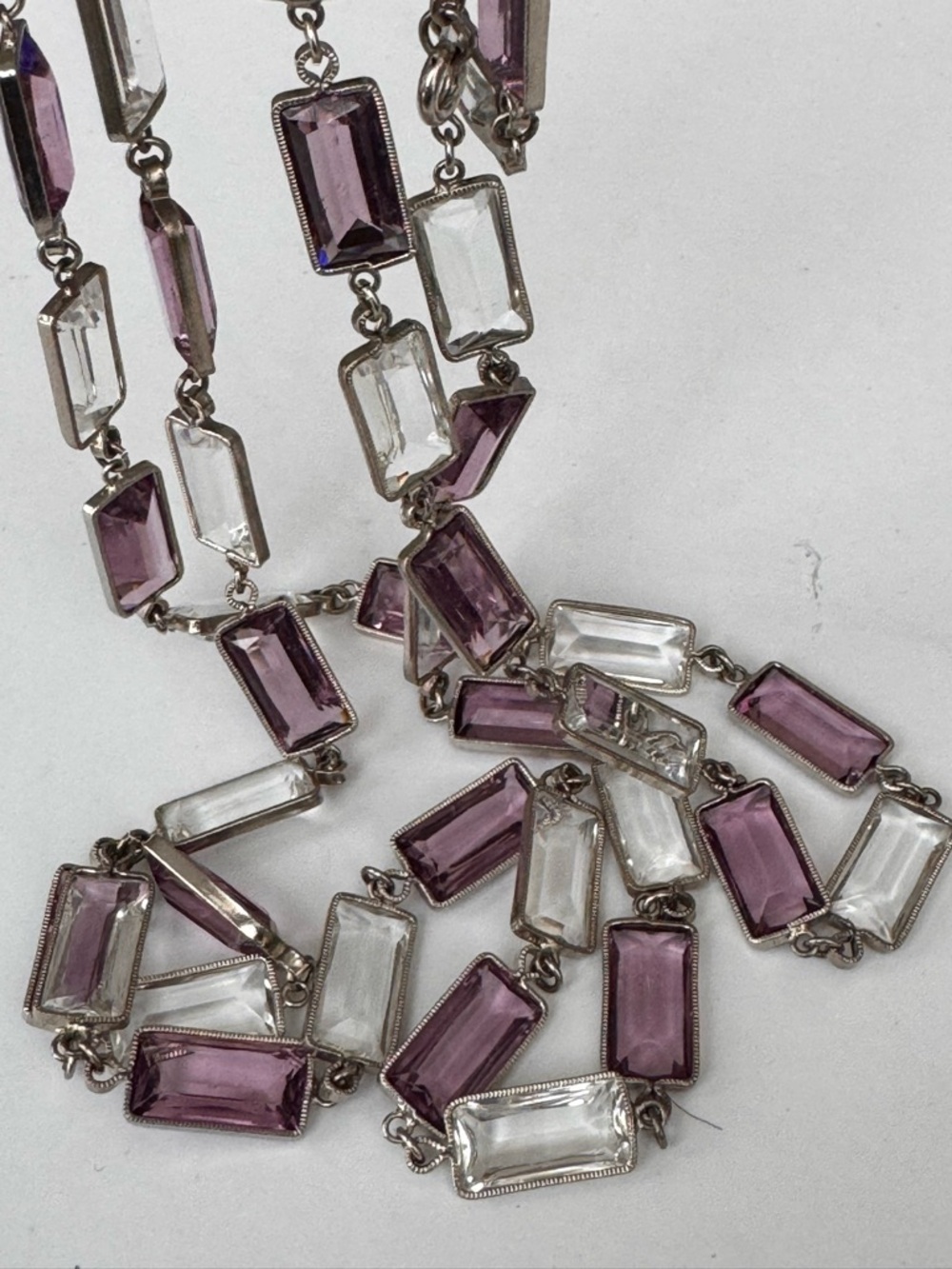 Vintage  glass baguette necklaces opera length